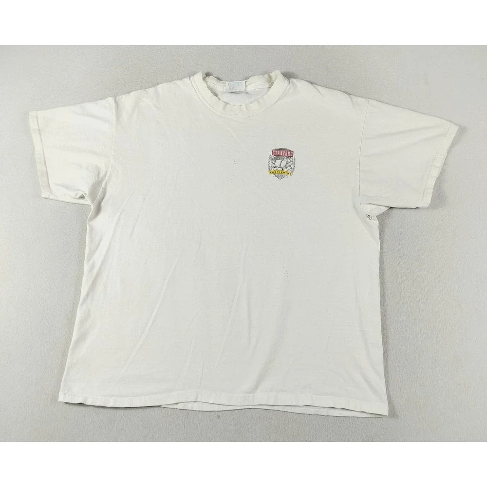 Vintage‎ 90s Hanes Beefy Stanford Publishing Course Shirt Mens XL White College